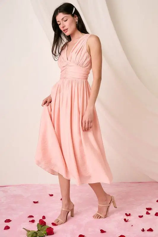 Blush Sleeveless Midi Dress - Midi Dresses