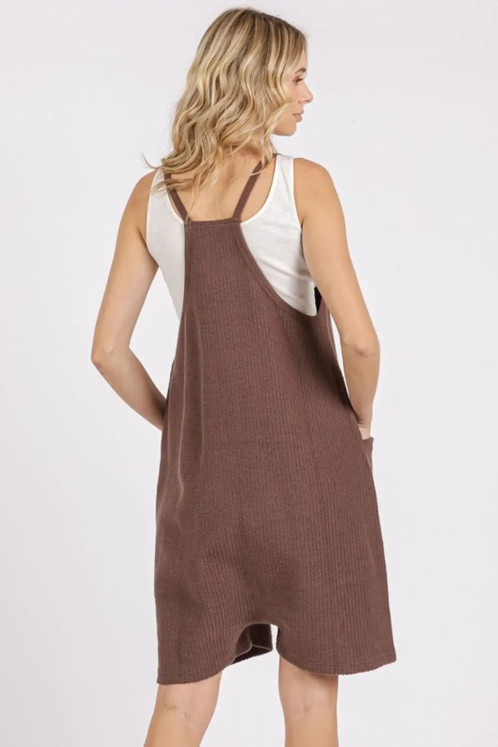Mittoshop Scoop Neck Spaghetti Strap Overalls with Pockets - Eclectage