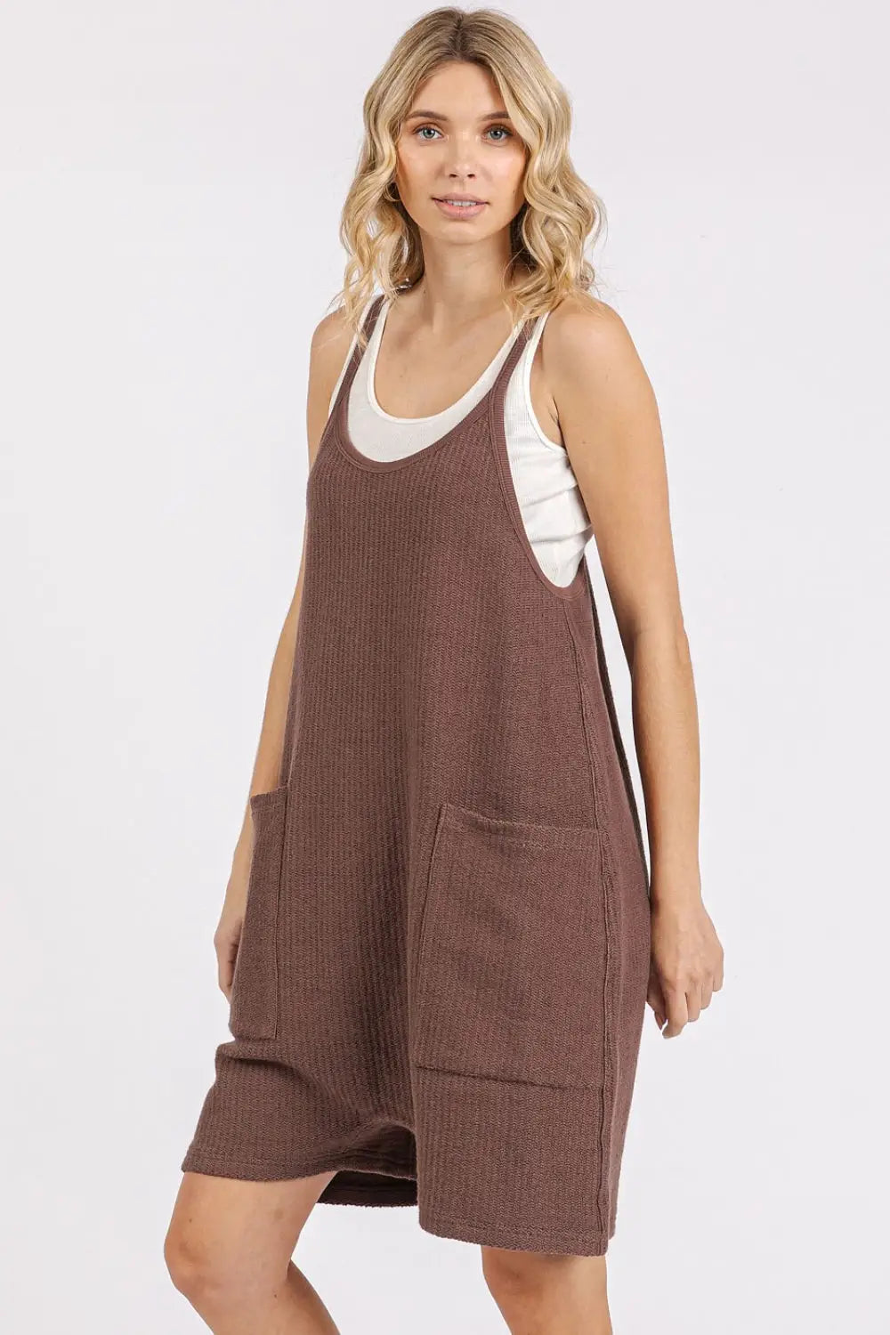 Mittoshop Scoop Neck Spaghetti Strap Overalls with Pockets - Eclectage