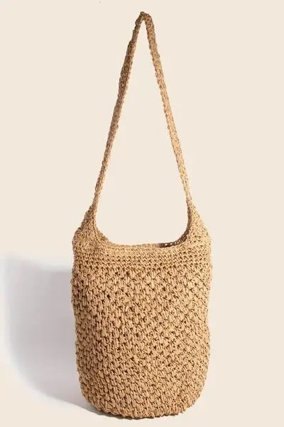 Camel Braided Hobo Shoulder Bag - Eclectage