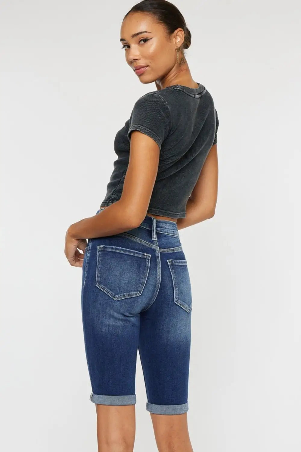 Cat's Whiskers Button Fly Denim Shorts - Denim Shorts