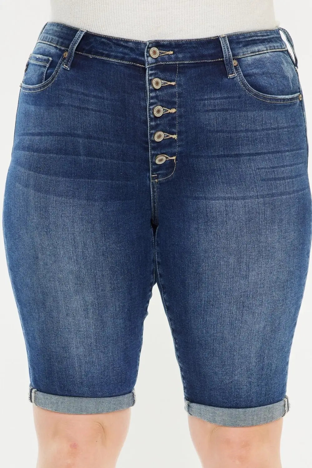 Cat's Whiskers Button Fly Denim Shorts - Denim Shorts