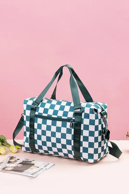 Checkered Multi-Pocket Travel Bag - Eclectage