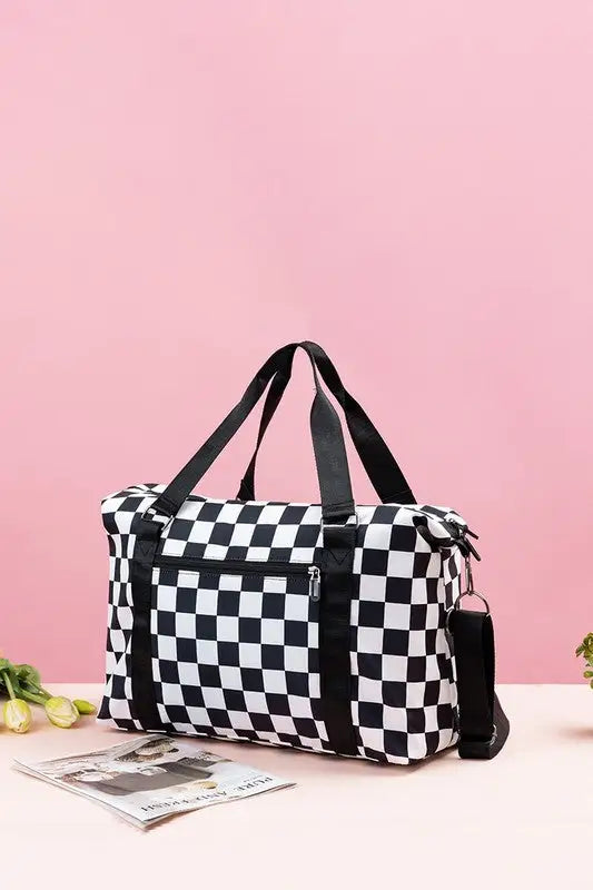 Checkered Multi-Pocket Travel Bag - Eclectage