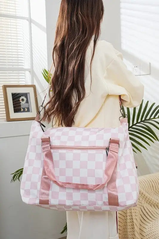Checkered Multi-Pocket Travel Bag - Eclectage
