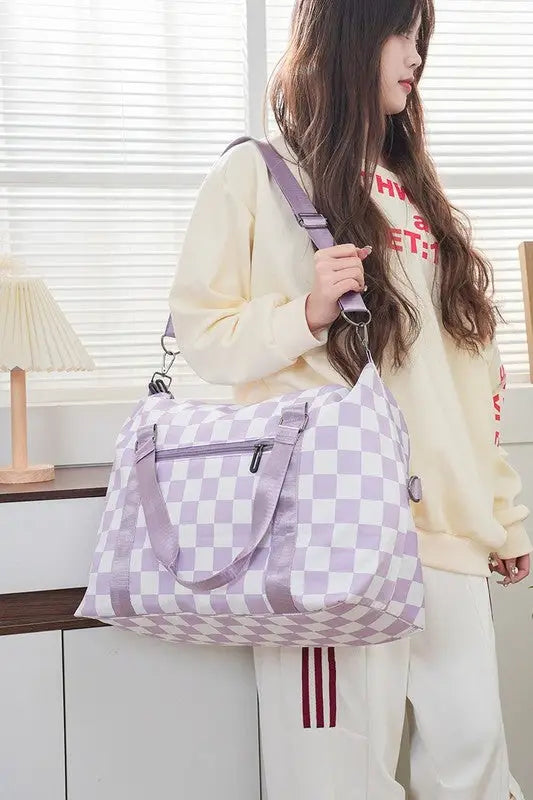 Checkered Multi-Pocket Travel Bag - Eclectage