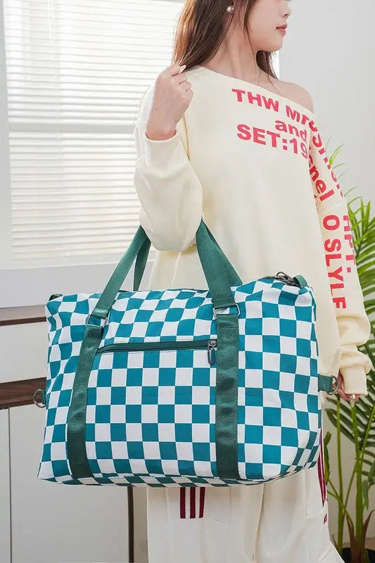 Checkered Multi-Pocket Travel Bag - Eclectage