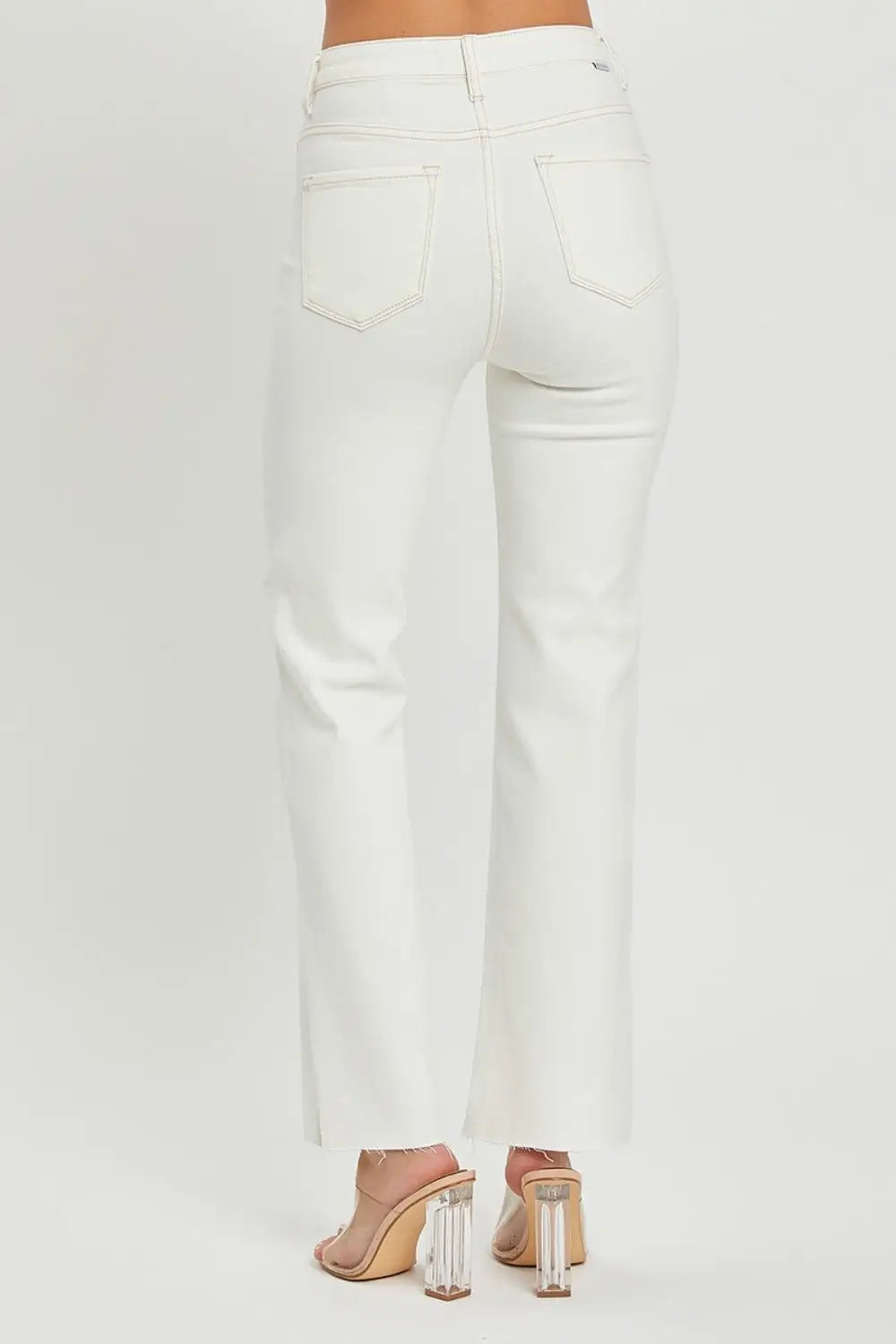 Cream High Rise Tummy Control Jeans - Jeans