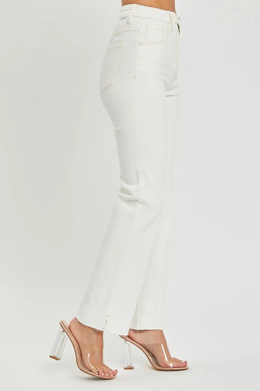 Cream High Rise Tummy Control Jeans - Jeans