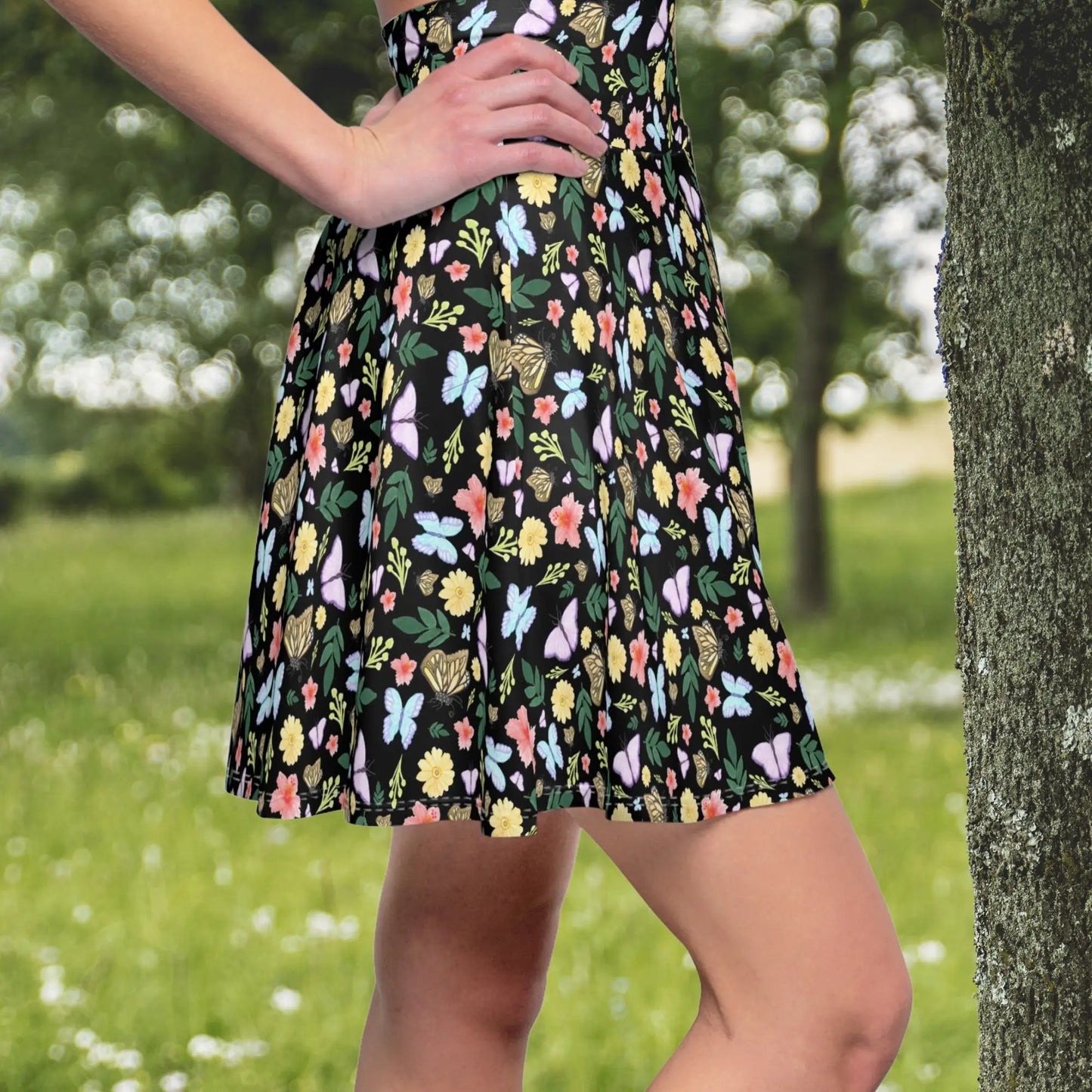 Butterflies Floral Skater Skirt - Eclectage