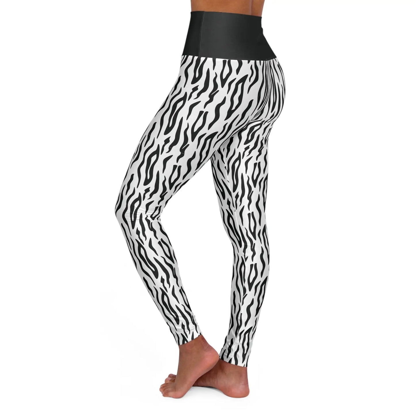 White Tiger High Waisted Yoga Leggings - Eclectage