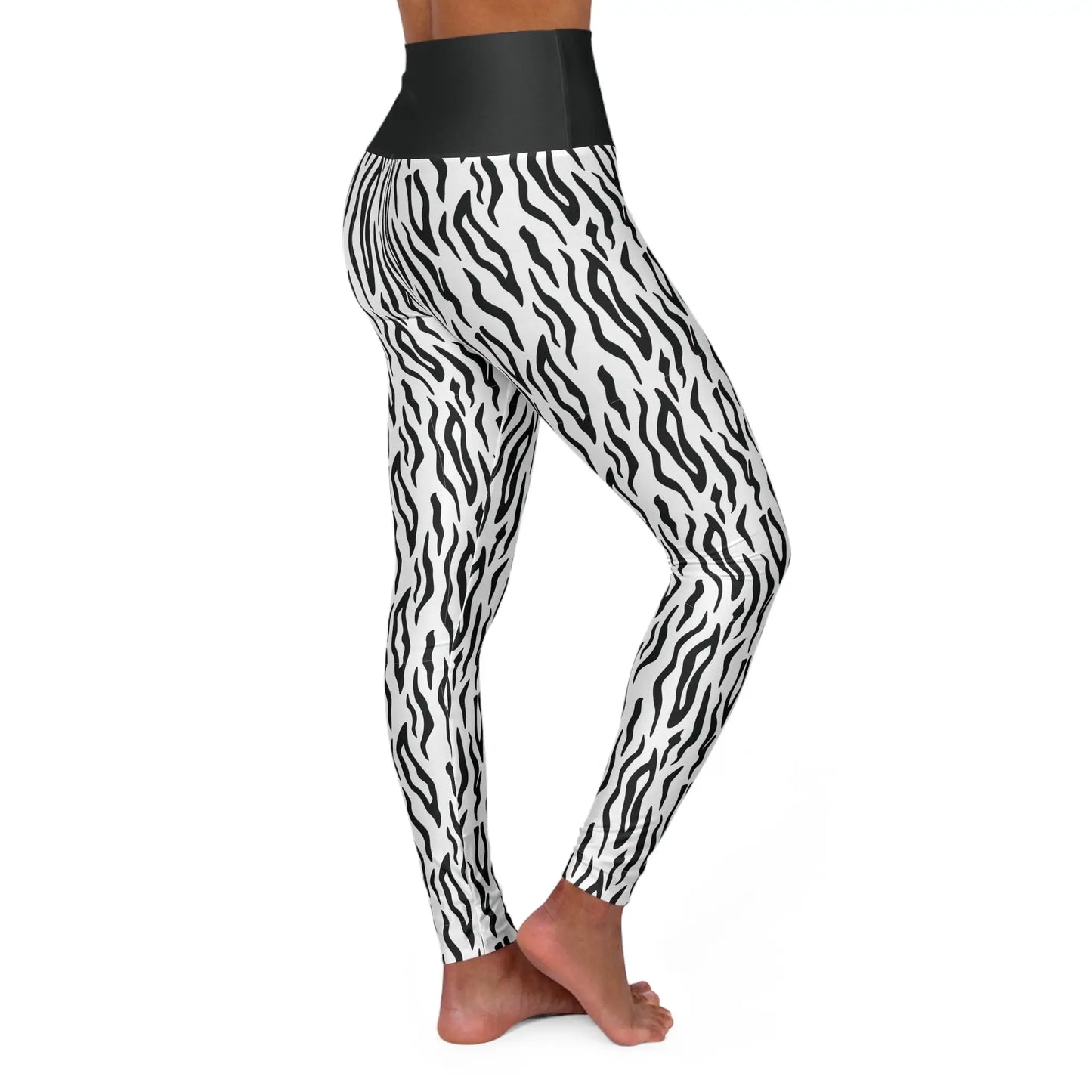 White Tiger High Waisted Yoga Leggings - Eclectage