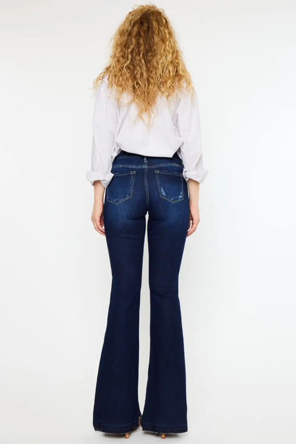 Dark Mid Rise Slim Flare Jeans - Flare Jeans