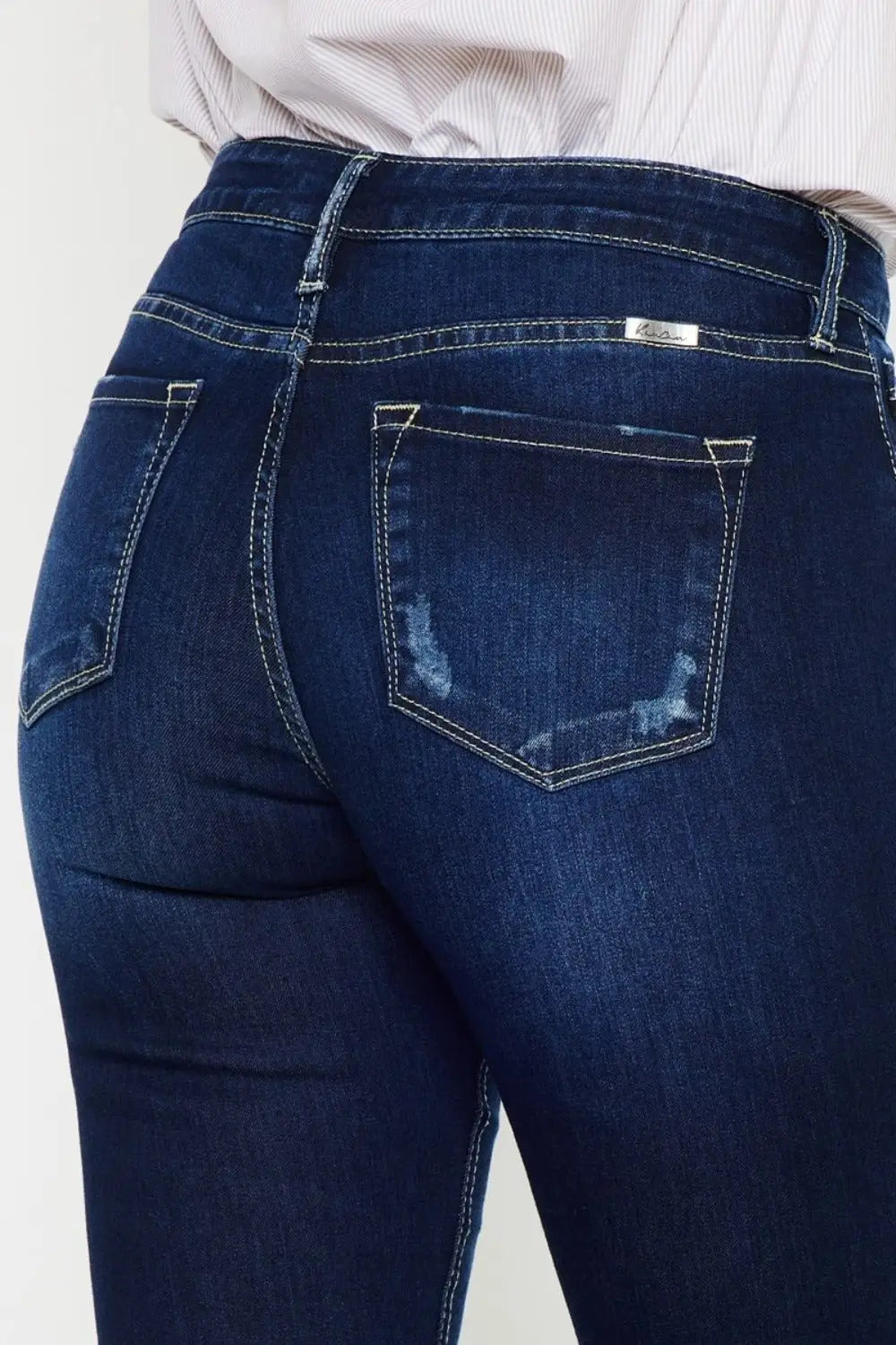 Dark Mid Rise Slim Flare Jeans - Flare Jeans