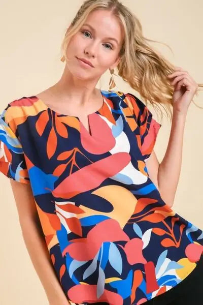 Dark Navy Abstract Print Top - Eclectage