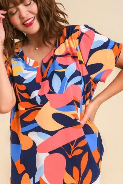 Dark Navy Abstract Print Top - Eclectage