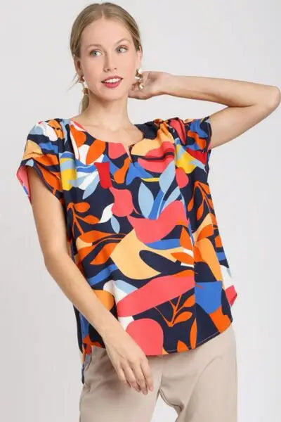 Dark Navy Abstract Print Top - Eclectage