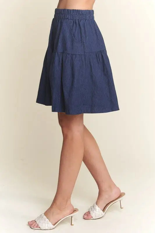 Dark Navy Wide Leg Denim Shorts - Denim Shorts