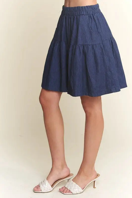 Dark Navy Wide Leg Denim Shorts - Denim Shorts