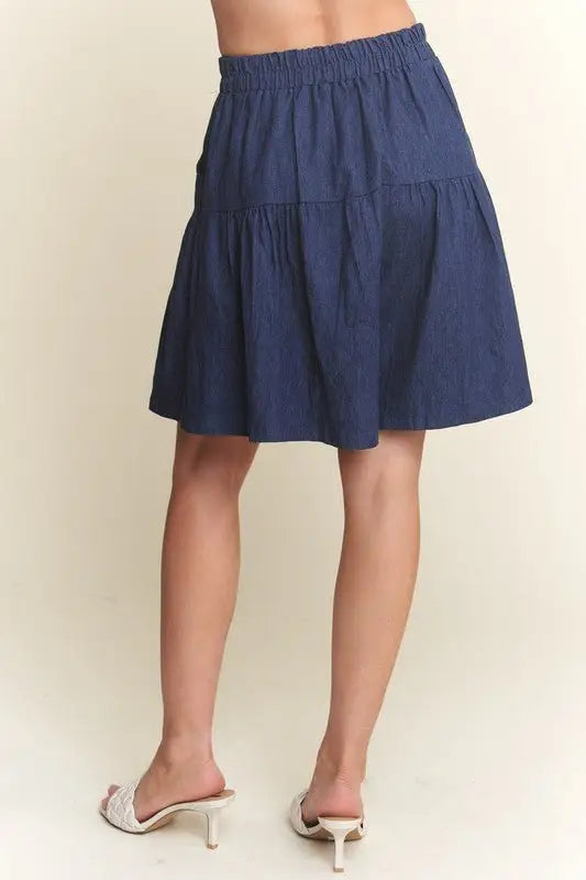 Dark Navy Wide Leg Denim Shorts - Denim Shorts