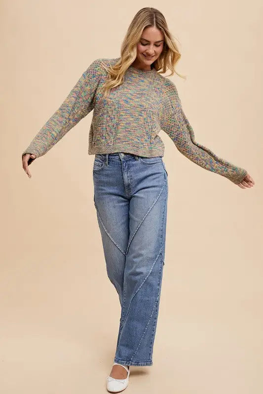 Decorative Seams Wide Leg Jeans - Eclectage