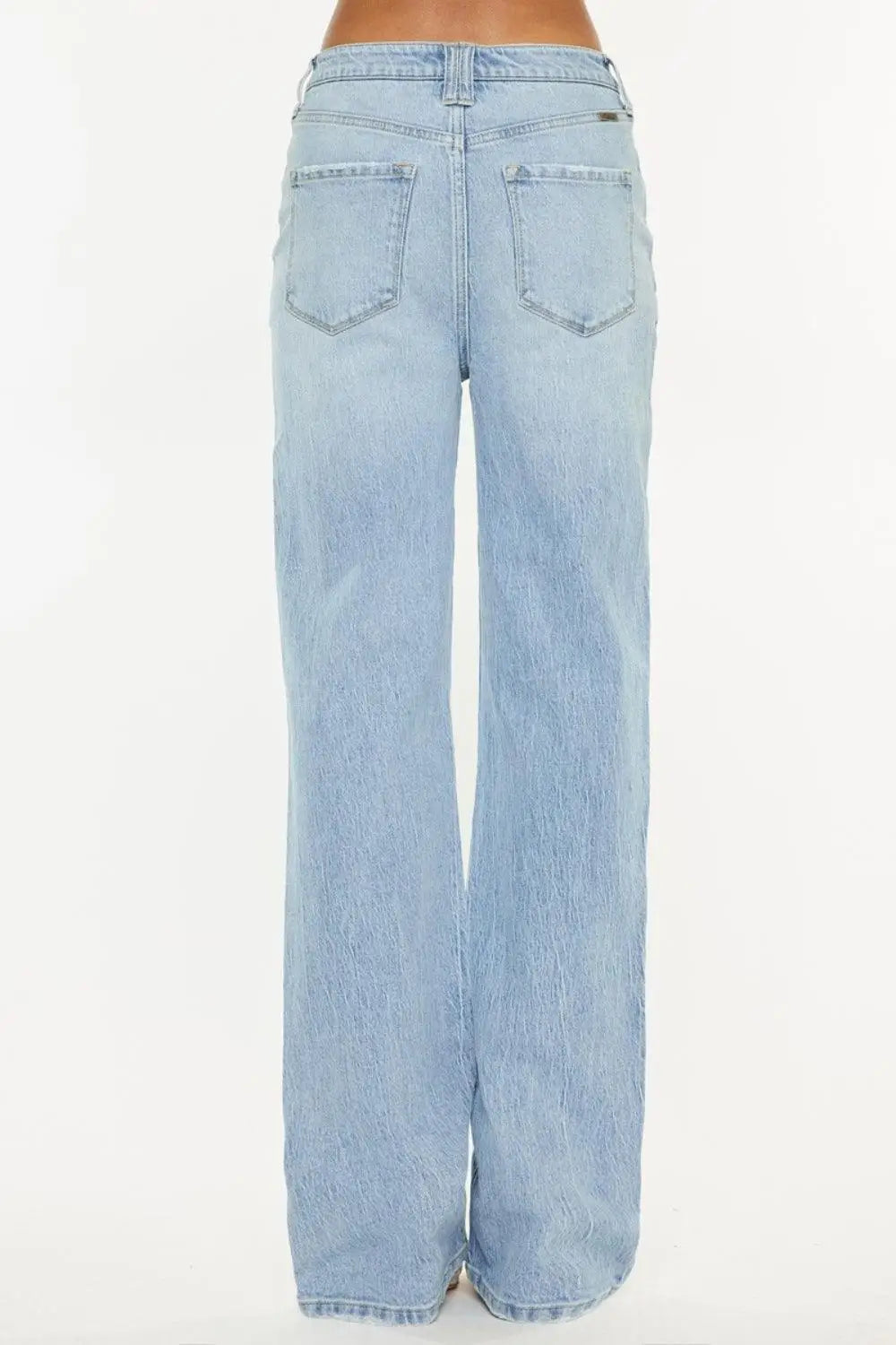 Distressed High Waist Straight Jeans - Straight Jeans