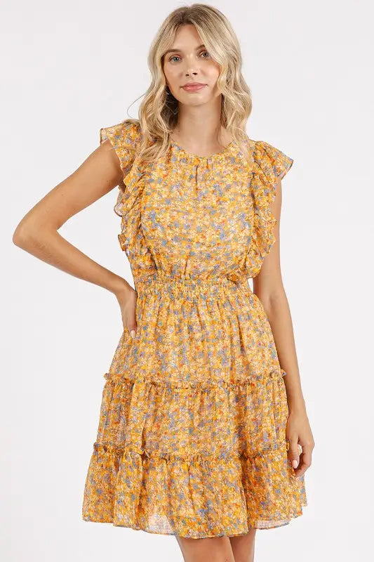 Mittoshop Ditsy Floral Print Ruffle Chiffon Mini Dress - Eclectage