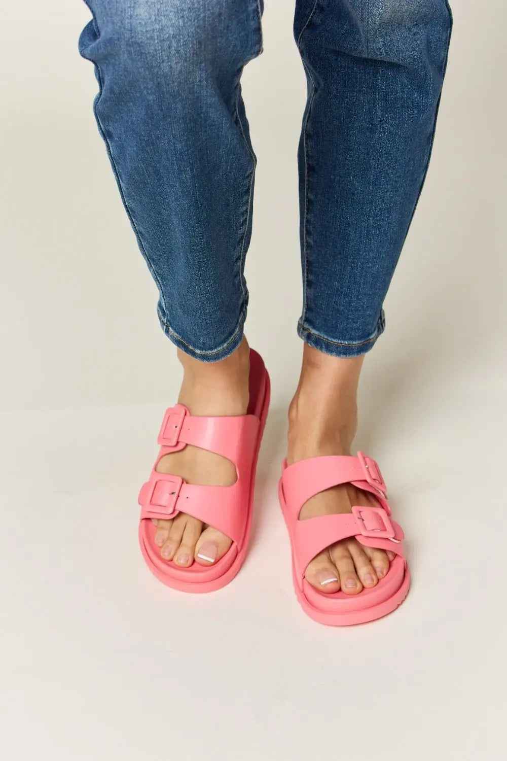 Double Buckle Open Toe Sandals -