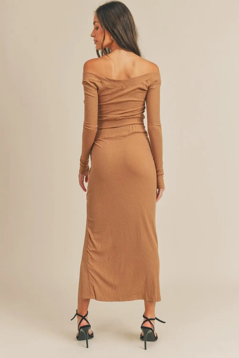 Dusty Brown Midi Skirt Set - Skirt Sets