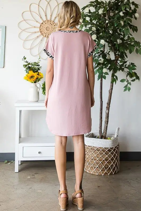 Dusty Pink Animal Mini Dress - Mini Dresses