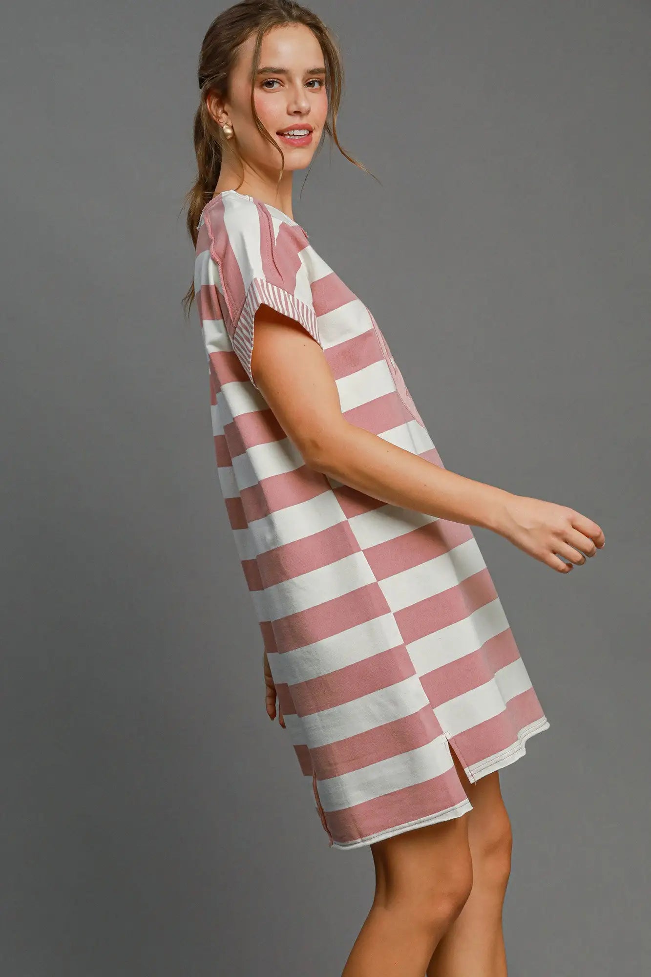 Dusty Pink Peace Short Sleeve Dress - Short Sleeve Dresses