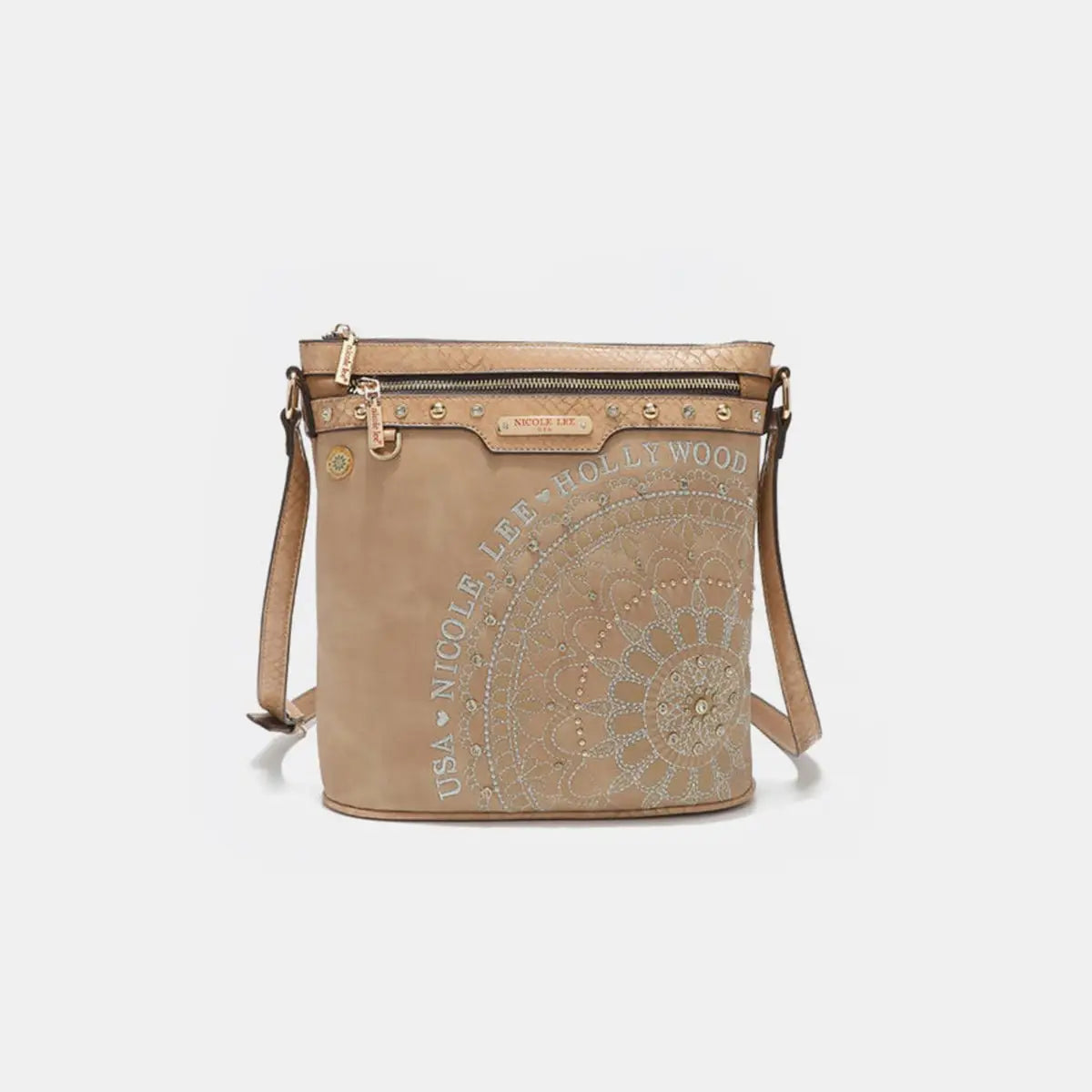 Embroidery Inlaid Rhinestone Crossbody Bag - Crossbody Bags