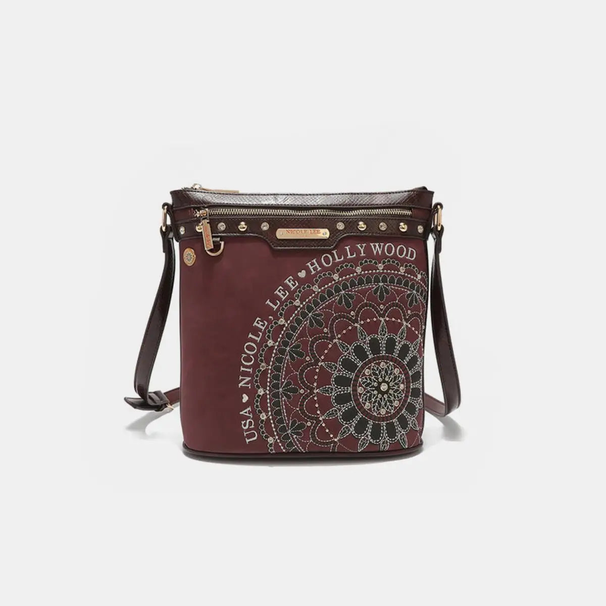 Embroidery Inlaid Rhinestone Crossbody Bag - Crossbody Bags