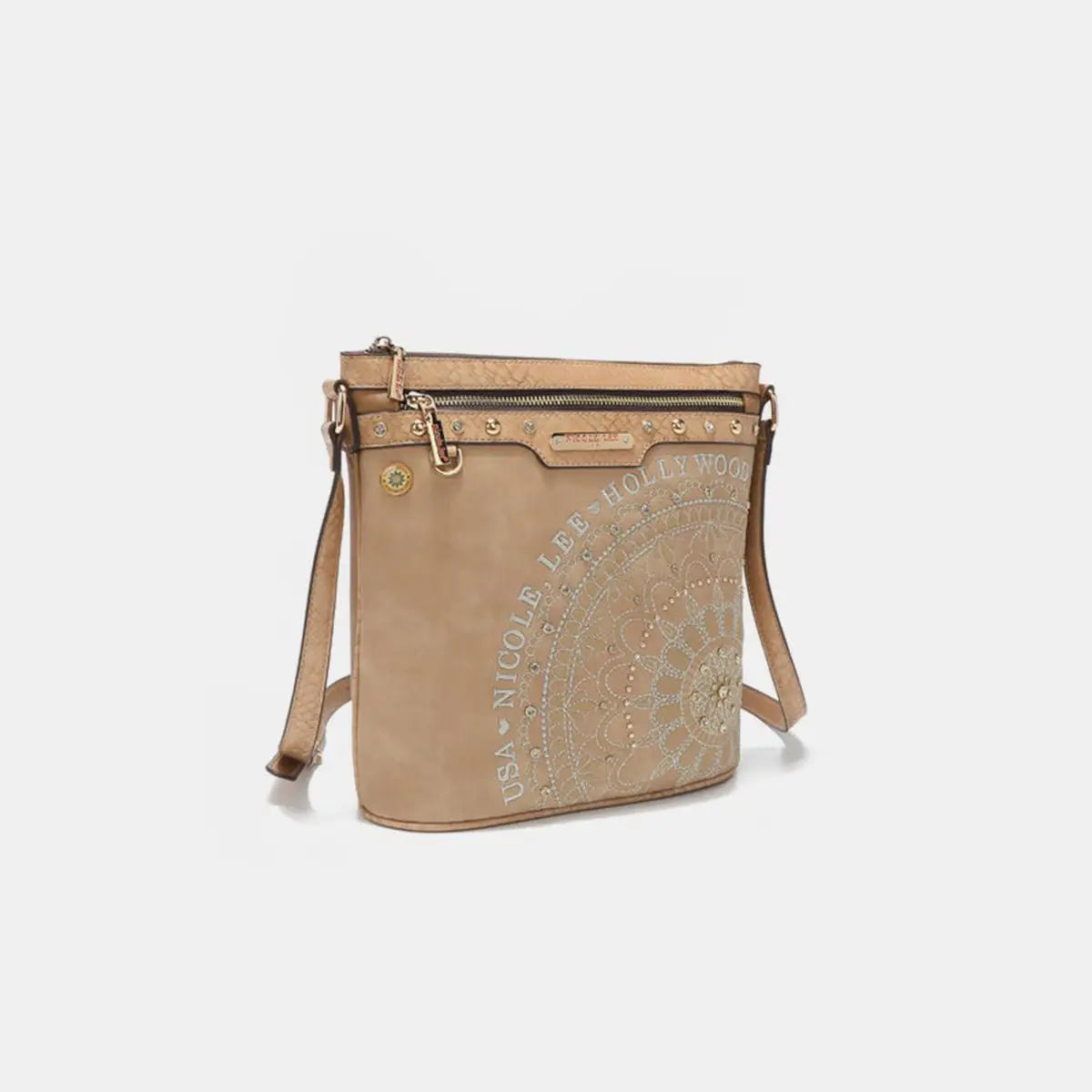 Embroidery Inlaid Rhinestone Crossbody Bag - Crossbody Bags