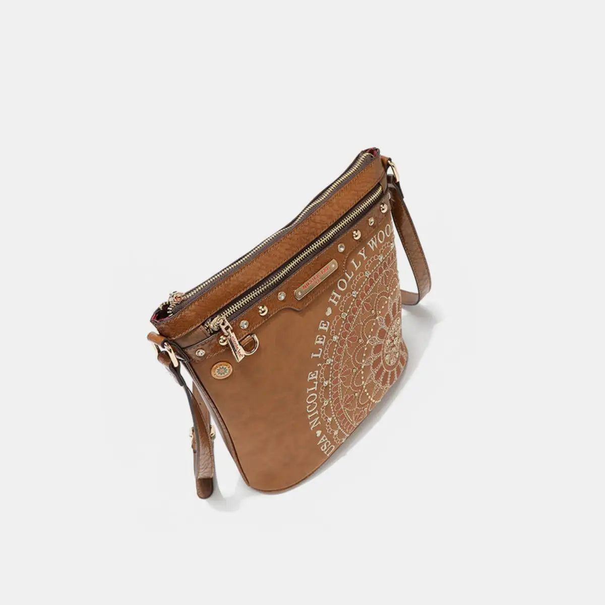 Embroidery Inlaid Rhinestone Crossbody Bag - Crossbody Bags