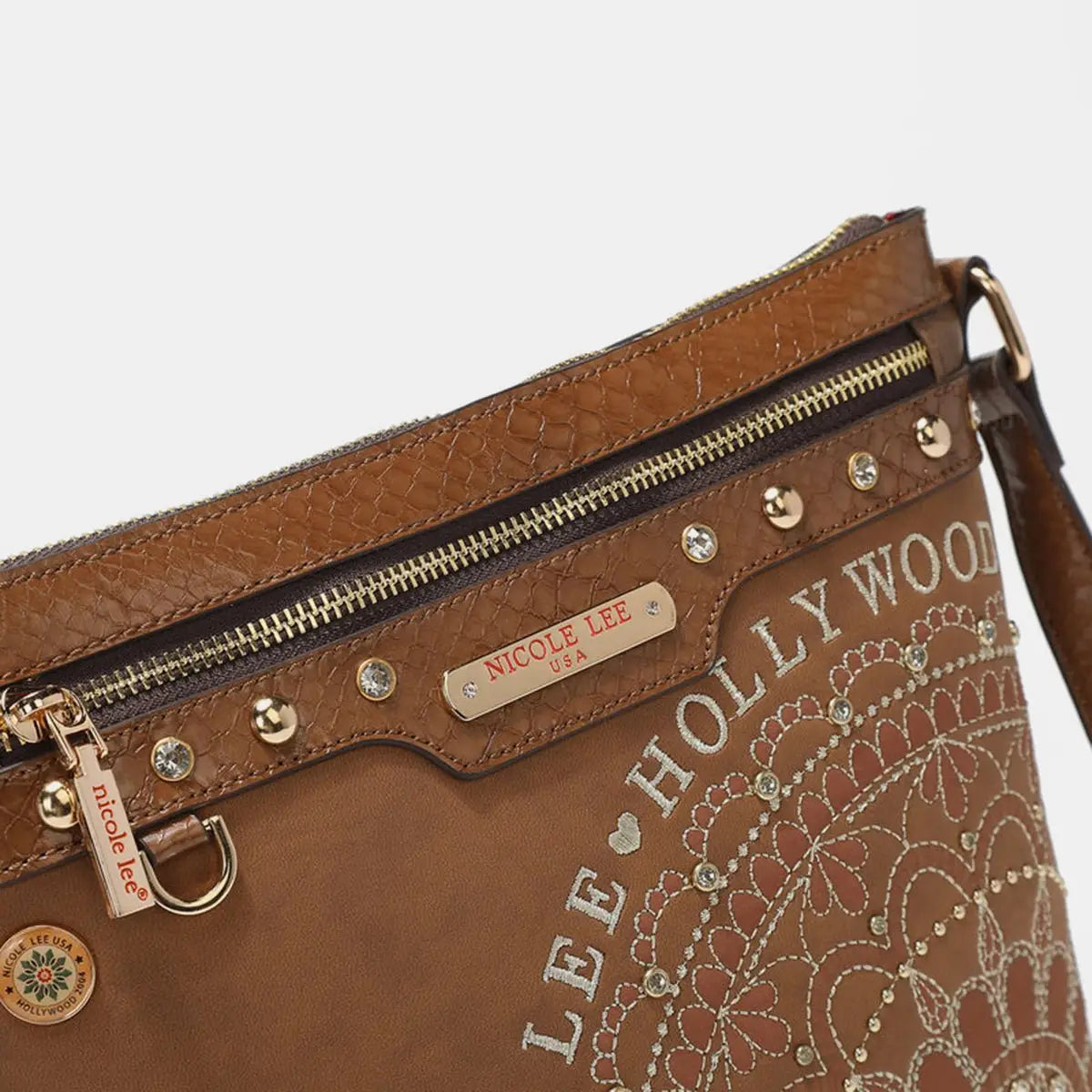 Embroidery Inlaid Rhinestone Crossbody Bag - Crossbody Bags