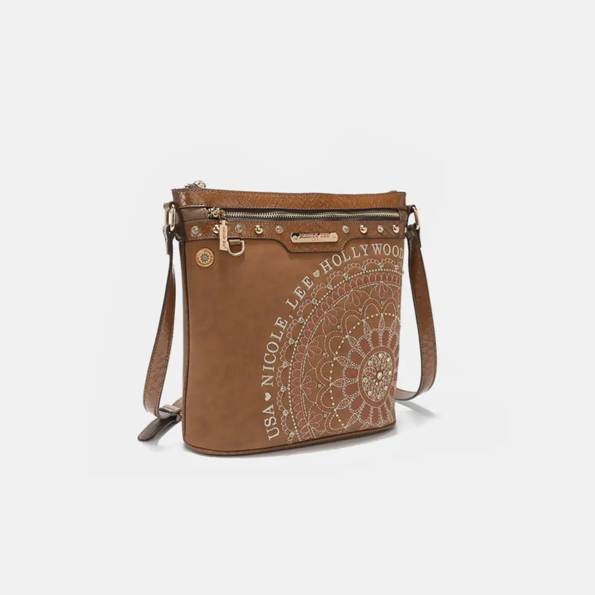 Embroidery Inlaid Rhinestone Crossbody Bag - Crossbody Bags