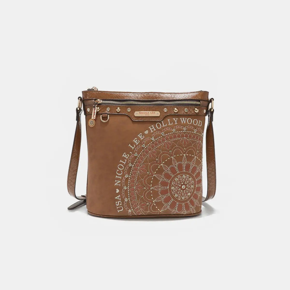 Embroidery Inlaid Rhinestone Crossbody Bag - Crossbody Bags