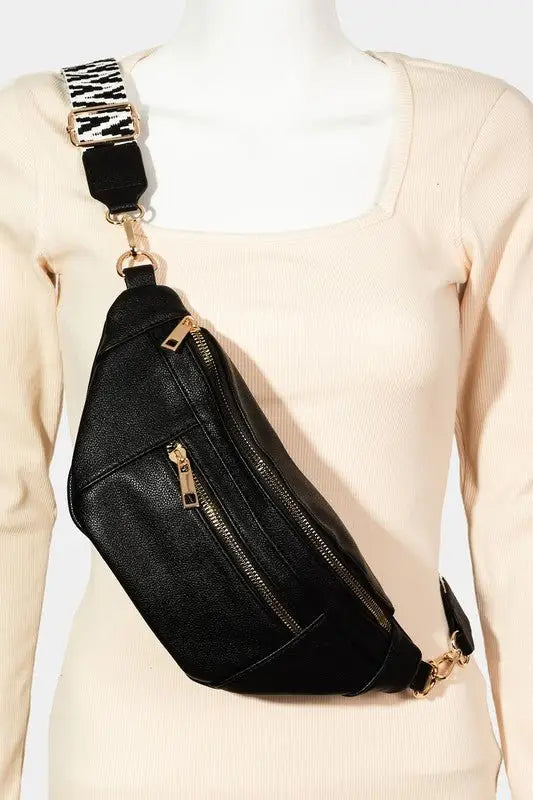 Faux Leather Crossbody Bag - Crossbody Bags