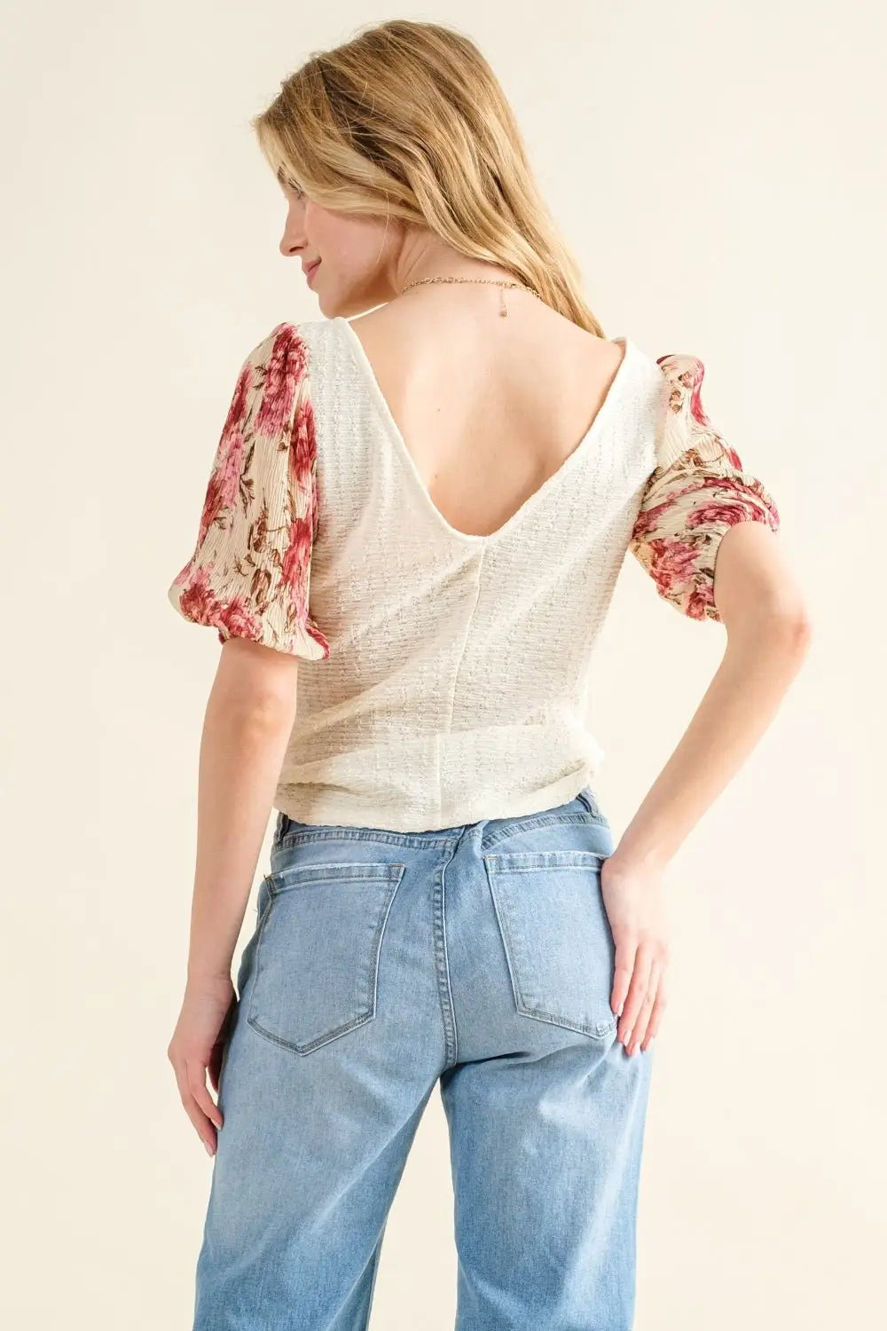 Floral Print Knit Top - Tops