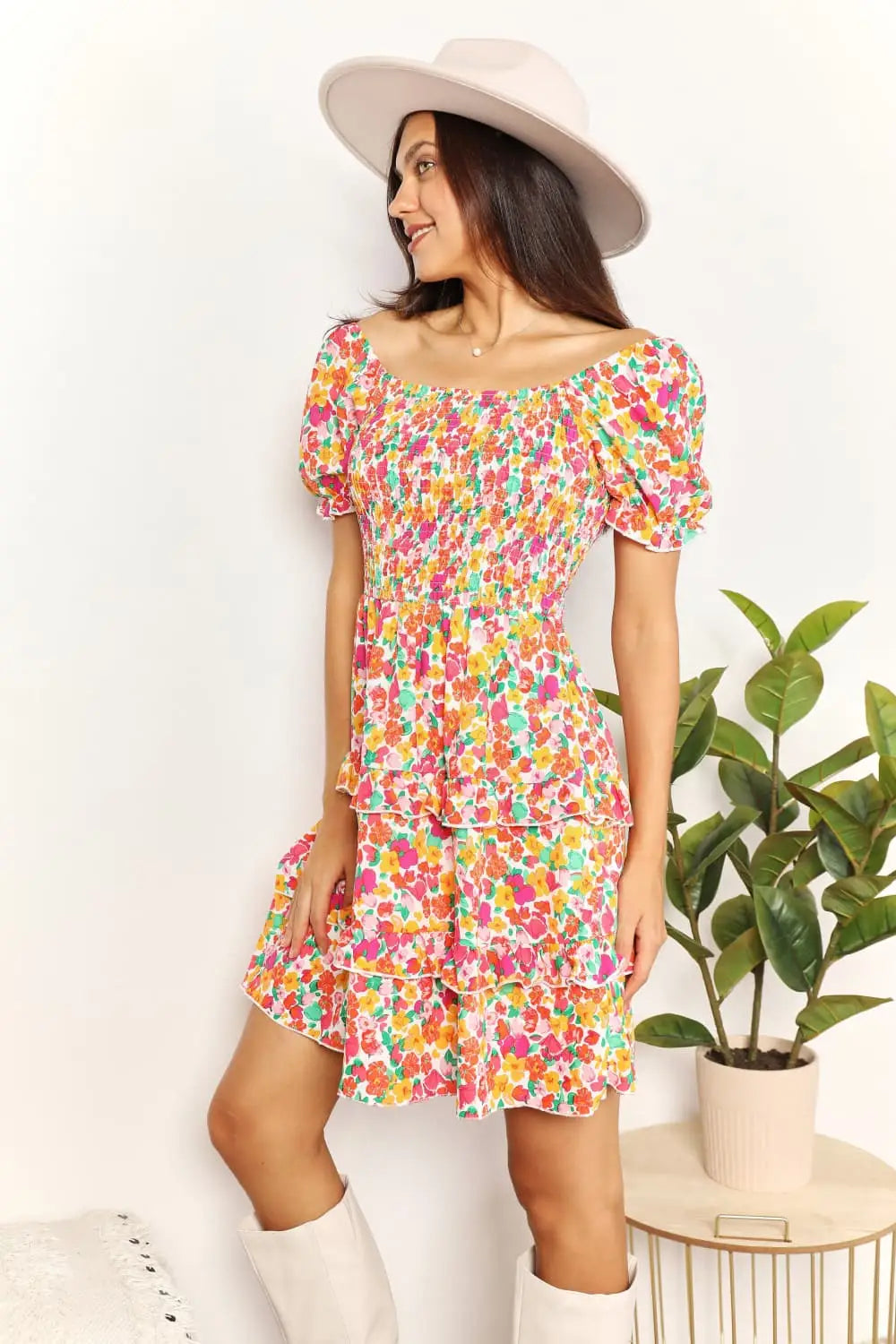 Floral Sweetheart Mini Dress - Mini Dresses