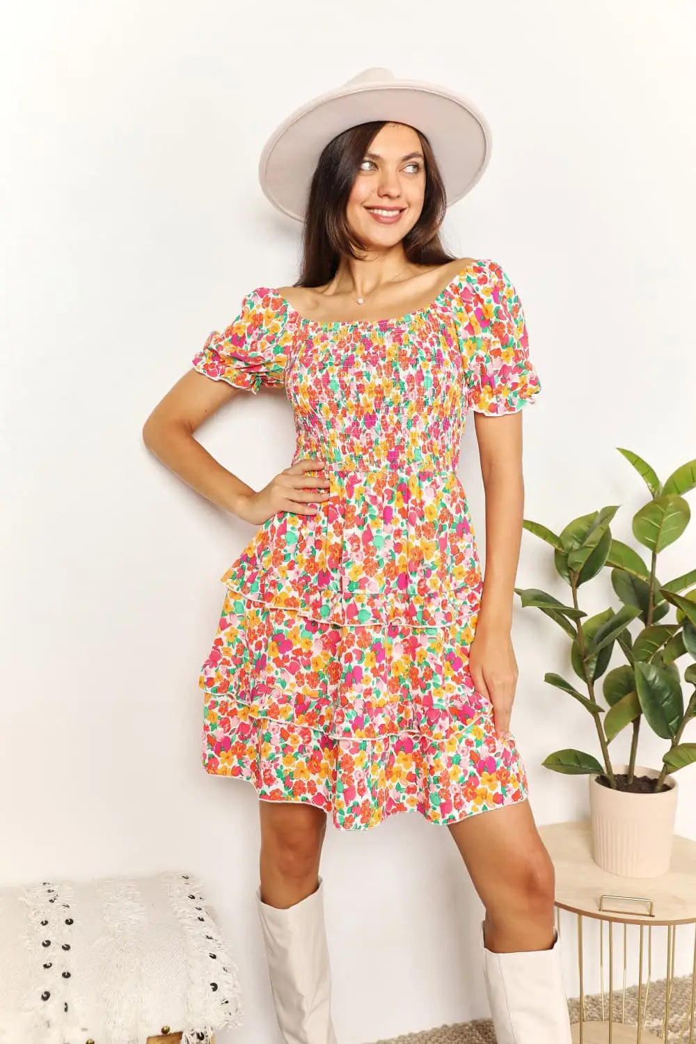 Floral Sweetheart Mini Dress - Mini Dresses