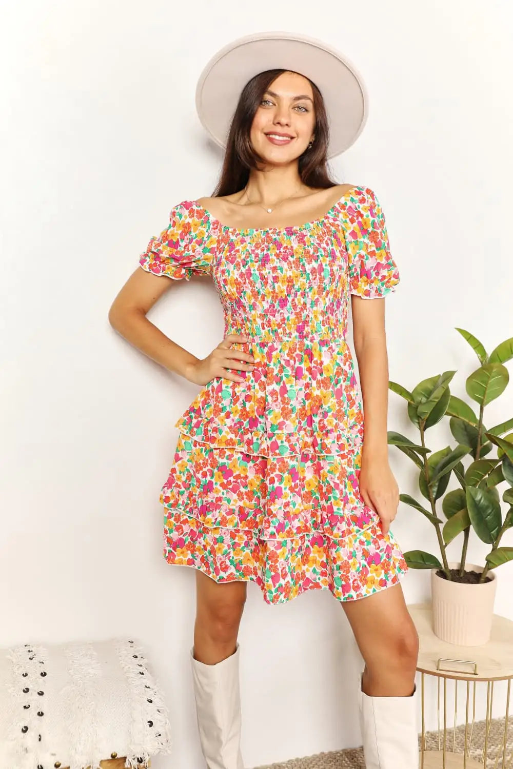 Floral Sweetheart Mini Dress - Mini Dresses