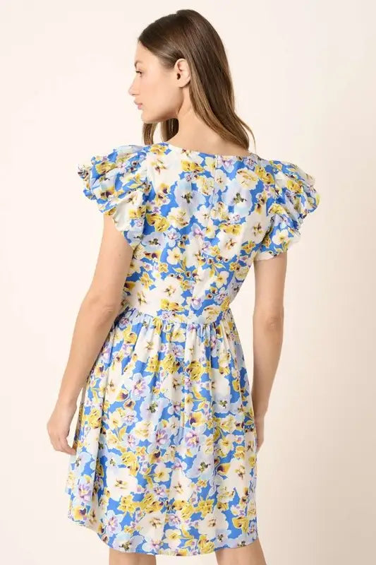 Mittoshop Floral V-Neck Cap Sleeve Mini Dress - Eclectage