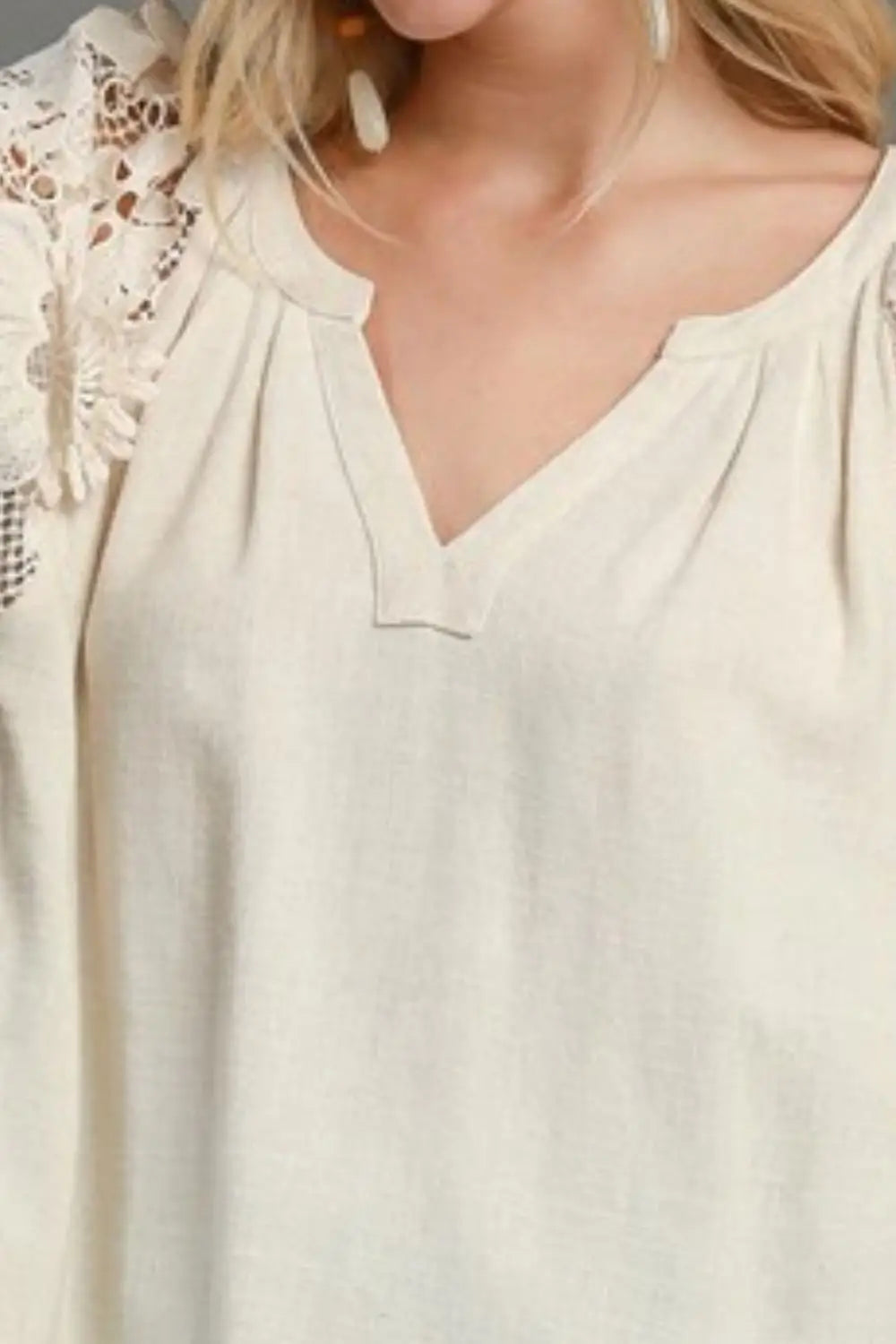 French Terry Boxy Cut Top with 3D Floral Sleeve - Tops