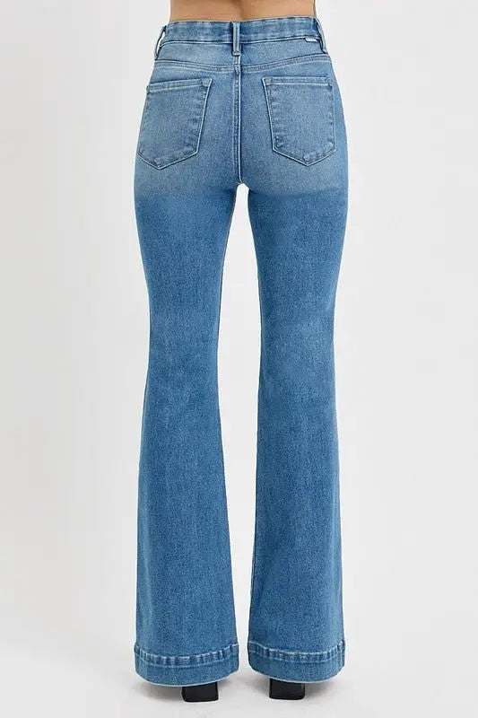 Front Patch Pocket Flare Jeans - Flare Jeans