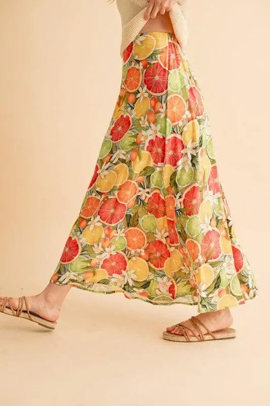 Fruit Print Maxi Skirt - Maxi Skirts