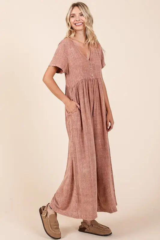 Ginger Mineral Wash Jumpsuit - Jumpsuits