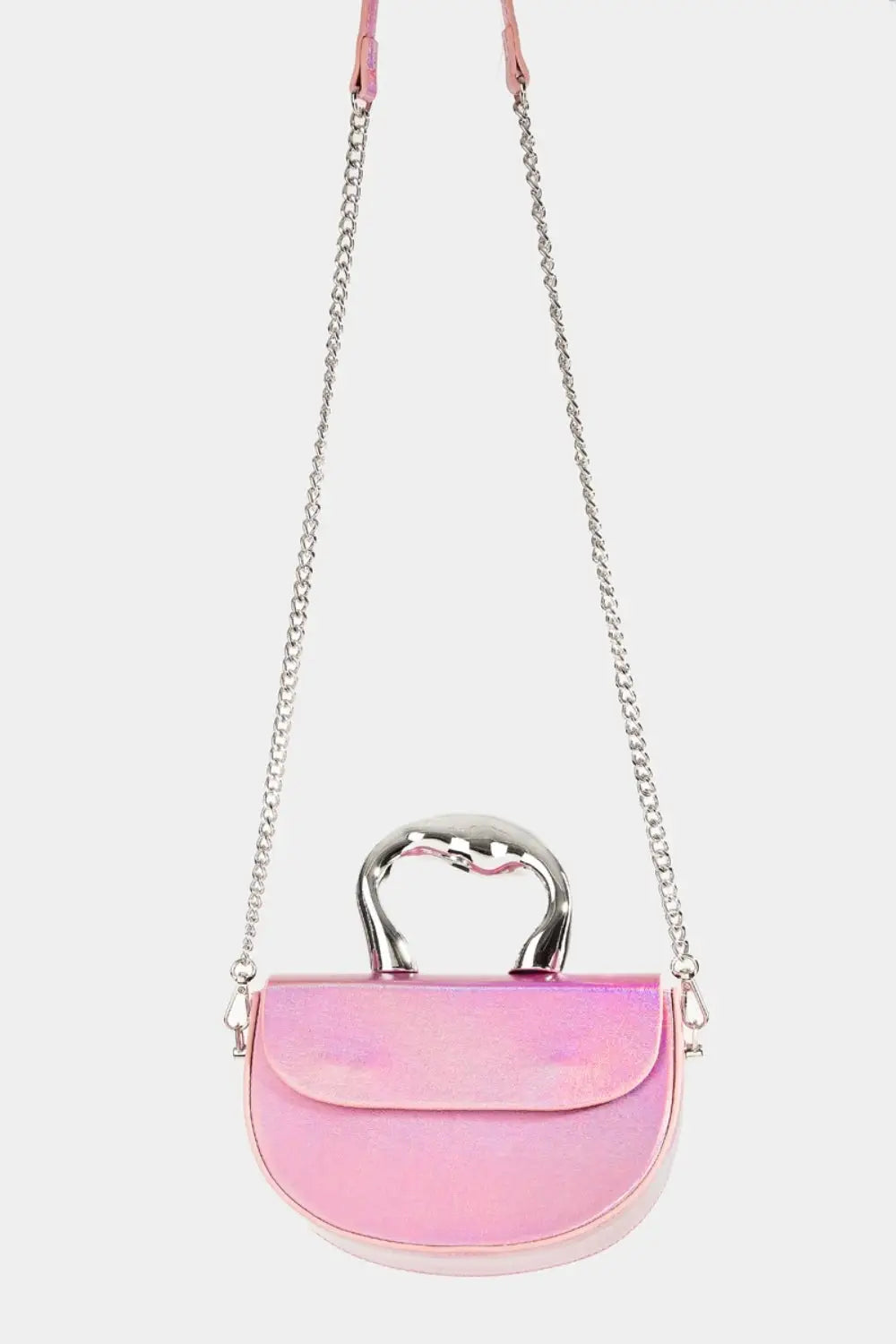 Fame Glossy Semi Circle Top Handle Bag - Eclectage