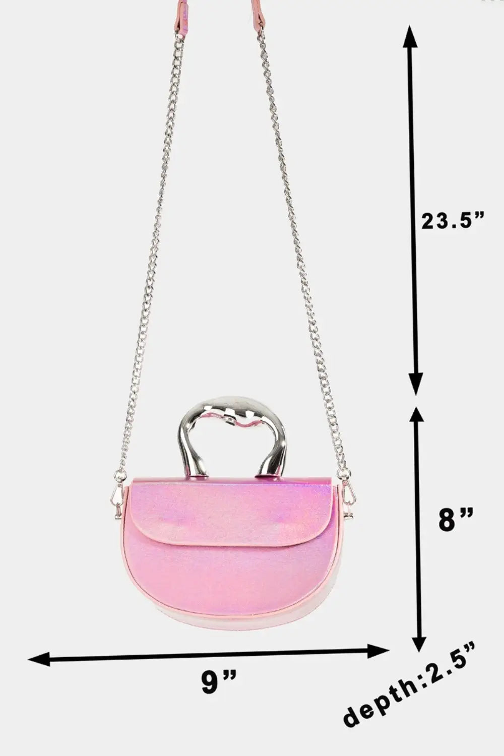 Fame Glossy Semi Circle Top Handle Bag - Eclectage